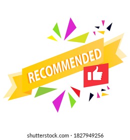 Recommended Banner. Thumbs up. Vector illustration