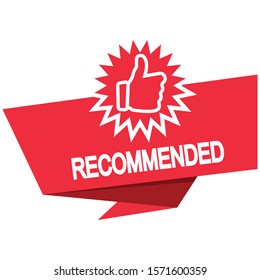Recommended banners with thumb up. Vector.