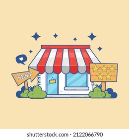 Recommended best store illustration vector. 5 stars favorite seller shop illustration