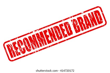 RECOMMENDED BRAND red stamp text on white