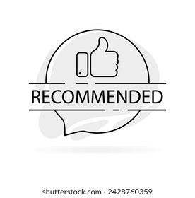 Recommended bubble icon. Thumbs up. Flat style. Vector icon