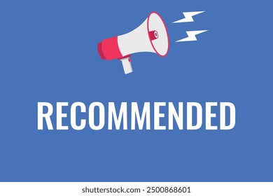 Botón recomendado, Anuncio, Plantilla,  para el Sitio web. Texto recomendado con el icono colorido del megáfono
