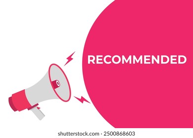 recommended button, banner, label, template for website. recommended text with colorful megaphone icon
