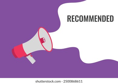 recommended button, banner, label, template for website. recommended text with colorful megaphone icon
