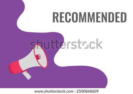 recommended button, banner, label, template for website. recommended text with colorful megaphone icon
