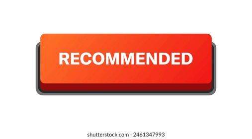 Icono de Botón recomendado. Botón rojo. Estilo plano. Icono Vector