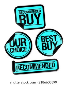 Recommended buy, our choice, best buy - vector stickers collection