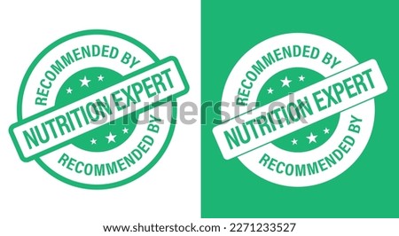 recommended by nutrition expert vector stamp set. green in color
