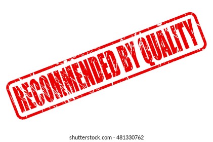 RECOMMENDED BY QUALITY red stamp text on white
