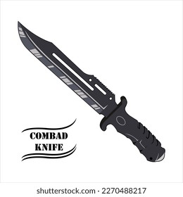 Recommended combat knife vector in black and white 