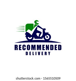 Recommended Delivery with Motorcycle Logo Vector Icon Illustration