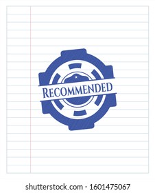 Recommended draw with pen effect. Blue ink. Vector Illustration. Detailed.