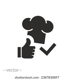 recommended good food icon, chef approved, nutritionist eat, flat symbol - editable stroke vector illustration