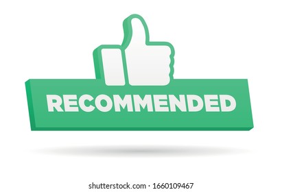 Recommended green banner with thumbs up