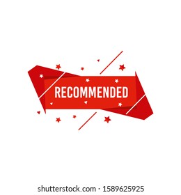 Recommended icon and label with a star logo vector illustration. Editable sign brand with origami flat style in red color. Best tag for great and high quality product. Icon and label isolated on white