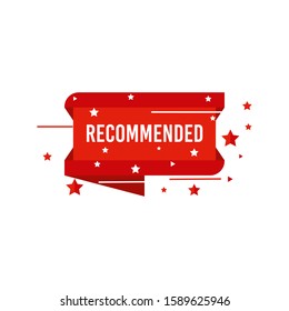 Recommended icon and label with a star logo vector illustration. Editable sign brand with origami flat style in red color. Best tag for great and high quality product. Icon and label isolated on white