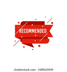 Recommended icon and label with a star logo vector illustration. Editable sign brand with origami flat style in red color. Best tag for great and high quality product. Icon and label isolated on white