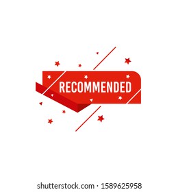 Recommended icon and label with a star logo vector illustration. Editable sign brand with origami flat style in red color. Best tag for great and high quality product. Icon and label isolated on white