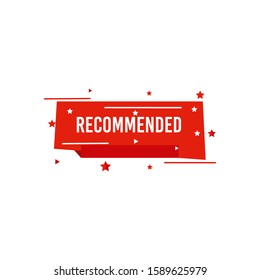 Recommended icon and label with a star logo vector illustration. Editable sign brand with origami flat style in red color. Best tag for great and high quality product. Icon and label isolated on white