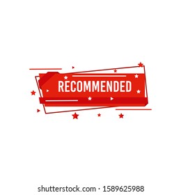 Recommended icon and label with a star logo vector illustration. Editable sign brand with origami flat style in red color. Best tag for great and high quality product. Icon and label isolated on white