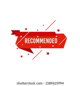 Recommended icon and label with a star logo vector illustration. Editable sign brand with origami flat style in red color. Best tag for great and high quality product. Icon and label isolated on white