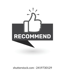 Recommended icon with thumb up. Vector illustration for your web site design.