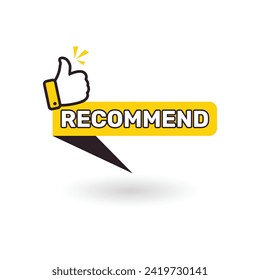 Recommended icon with thumb up. Vector illustration for your web site design.