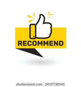 Recommended icon with thumb up. Vector illustration for your web site design.