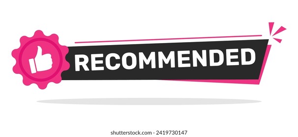Icono recomendado con el dedo arriba. Ilustración vectorial para el diseño de su sitio web.