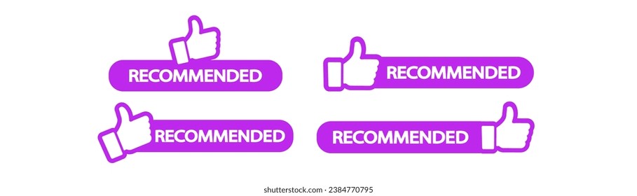 Iconos recomendados diseño de etiquetas vectoriales con miniaturas hacia arriba e icono de estrella en fondo blanco