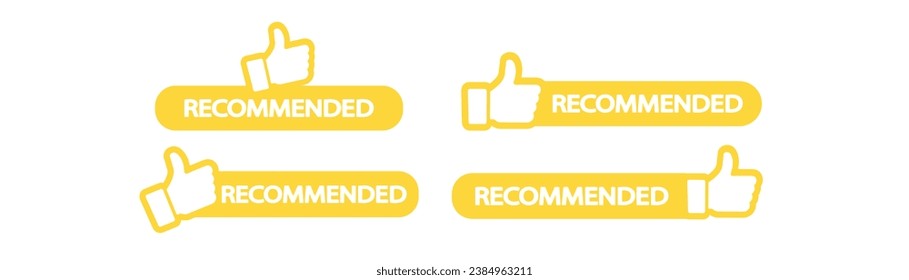 Recommended icons vector label design with thumbs up and star icon in white background