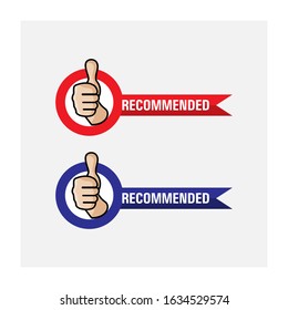 Recommended illustration vector graphic with thumbs up. Can be used for party, banner, cover, print, promotion, sale, greeting, ad, web, page, header, landing, social media.