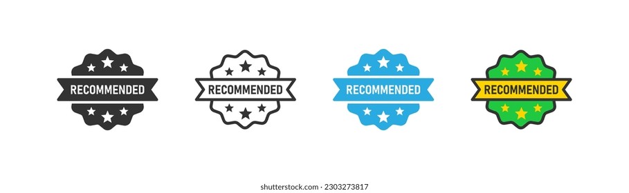 Empfohlenes Label-Symbol auf hellem Hintergrund. Produktqualitätszeichen. Stempel, Garantie, Kennzeichnung. Die Einrichtung ist modern und farbenfroh. Flaches Design. 