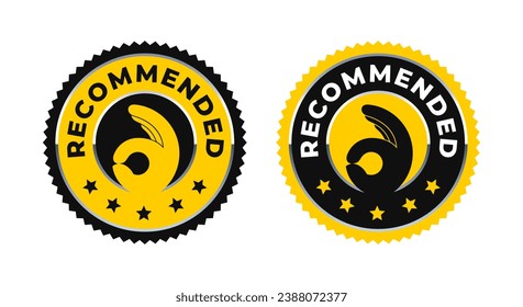 Recommended label sign with OK hand fingers gesture. for icon, logo, symbol, sign, label, sticker, stamp, banner, tag, badge, emblem, seal, background. Vector illustration