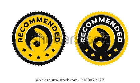 Recommended label sign with OK hand fingers gesture. for icon, logo, symbol, sign, label, sticker, stamp, banner, tag, badge, emblem, seal, background. Vector illustration