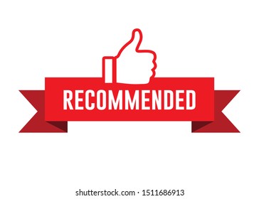 Recommended Label with Thumbs Up Icon, Vector Design