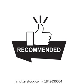 Recommended Label with Thumbs Up Icon, Vector Design