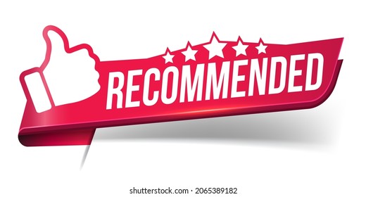 Recommended label with thumbs up on a white background.

