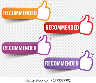 Recommended Labels Set With Ribbon And White Background With Gradient Mesh, Vector Illustration