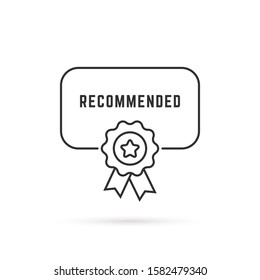 recommended like black thin line rosette icon. flat stroke lineart medal logotype graphic art design isolated on white. concept of challenge achive and simple success sign and high class product