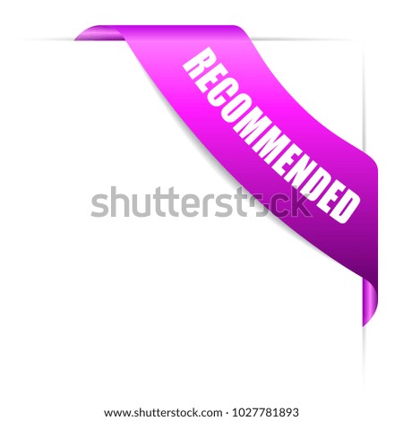 Recommended product pink glossy corner ribbon illustration isolated on white background