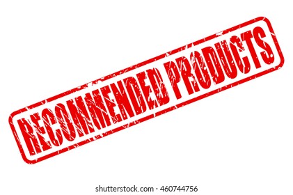 RECOMMENDED PRODUCTS red stamp text on white