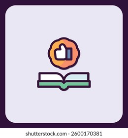 Recommended Reading: Book Icon with Thumbs Up Approval Seal