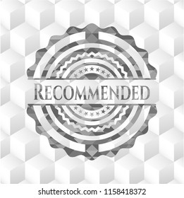 Recommended realistic grey emblem with cube white background