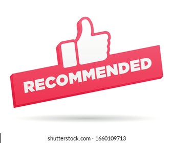 Recommended red banner with thumbs up