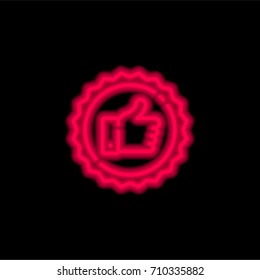 Recommended red glowing neon ui ux icon. Glowing sign logo vector