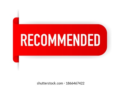 Recommended red label on white background. Vector illustration.