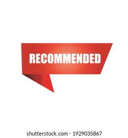 Recommended. Red price tag for online stores. Red sale banner isolated on white background. Design element.