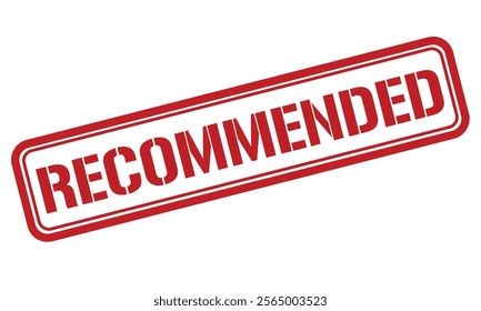 RECOMMENDED red stamp text on white