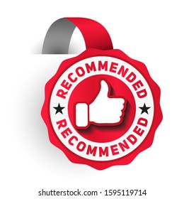 Recommended red sticker on white. Quality mark
